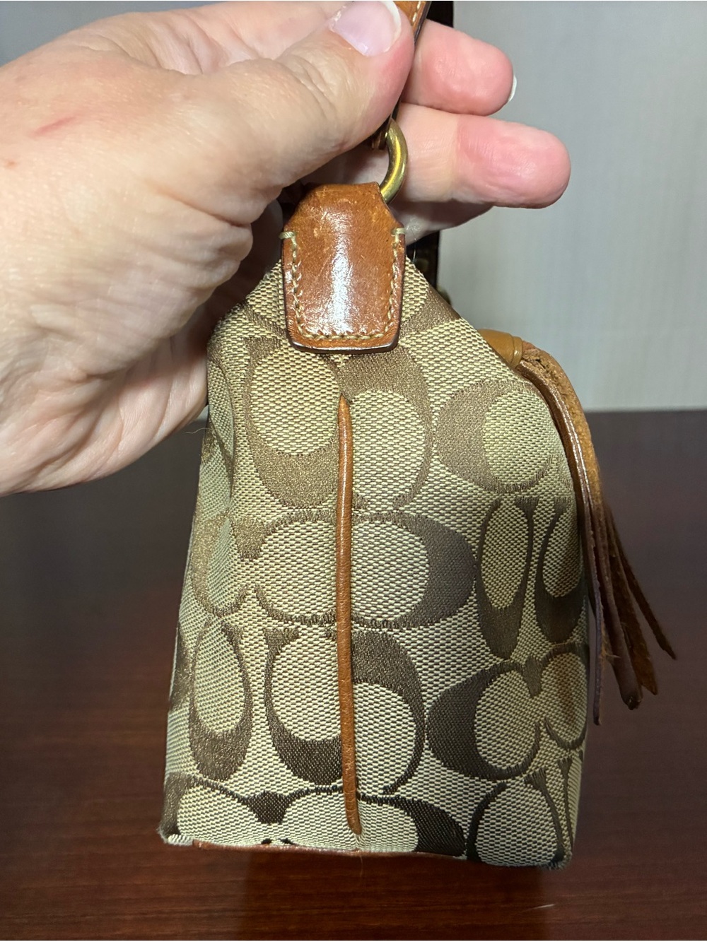 Coach Signature Jacquard Mini Bag with Tassel - Picture 4 of 6